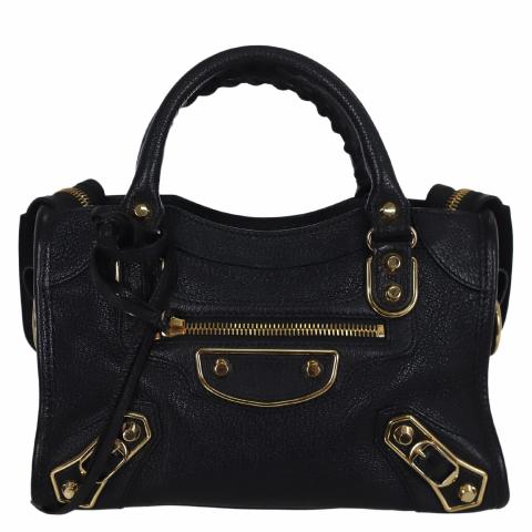 Sell Balenciaga Ch vre Gold Metallic Mini City Bag Black